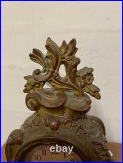 Petite Pendule Style Louis XVI Rocaille En Bronze Dore Début Xxème A Restaurer Petite Pendule Style Louis XVI Rocaille En Bronze Dore Début Xxème A Restaurer