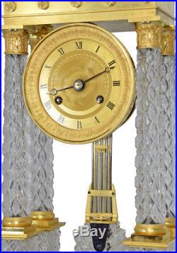 Portique cristal. Kaminuhr Empire clock bronze horloge antique cartel pendule