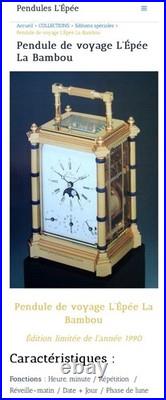 RARE Pendule De Voyage L'ÉPÉE 1839 Bambou Phases De Lune Officier Clock Reiseuhr RARE Pendule De Voyage L'ÉPÉE 1839 Bambou Phases De Lune Officier Clock Reiseuhr