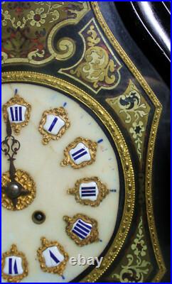 RARE pendule murale Napoléon III marqueterie BOULLE écaille laiton etc RARE pendule murale Napoléon III marqueterie BOULLE écaille laiton etc