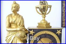 Rare Et Superbe Pendule Bronze Dorée Allégorie De L'astronomie A Voir
