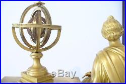 Rare Et Superbe Pendule Bronze Dorée Allégorie De L'astronomie A Voir