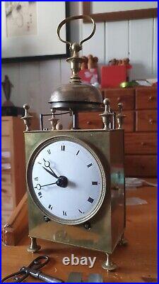 Rare Pendule Capucine Officier Voyage 2 Cloches 3 Marteaux