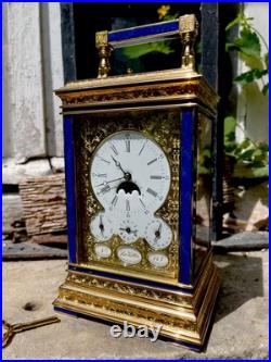 Rare Pendule De Voyage La Vallée (L'Epée) À Musique Lapis-lazuli Officier Rare Pendule De Voyage La Vallée (L'Epée) À Musique Lapis-lazuli Officier