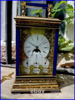 Rare Pendule De Voyage La Vallée (L'Epée) À Musique Lapis-lazuli Officier Rare Pendule De Voyage La Vallée (L'Epée) À Musique Lapis-lazuli Officier