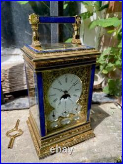Rare Pendule De Voyage La Vallée (L'Epée) À Musique Lapis-lazuli Officier Rare Pendule De Voyage La Vallée (L'Epée) À Musique Lapis-lazuli Officier