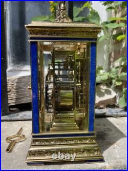 Rare Pendule De Voyage La Vallée (L'Epée) À Musique Lapis-lazuli Officier Rare Pendule De Voyage La Vallée (L'Epée) À Musique Lapis-lazuli Officier