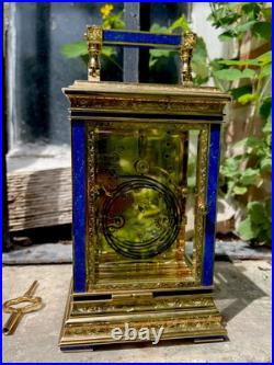Rare Pendule De Voyage La Vallée (L'Epée) À Musique Lapis-lazuli Officier Rare Pendule De Voyage La Vallée (L'Epée) À Musique Lapis-lazuli Officier