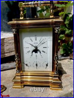 Rare Pendule De Voyage La Vallée (L'Epée) Sonnerie Lapis-lazuli Officier Lune