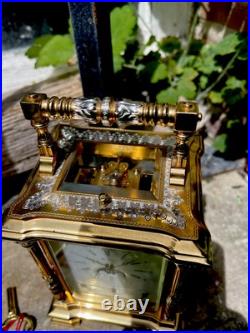 Rare Pendule De Voyage La Vallée (L'Epée) Sonnerie Lapis-lazuli Officier Lune