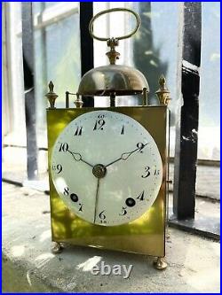 Rare Petite Pendule Horloge Capucine 1810 Echappement A Verge officier voyage