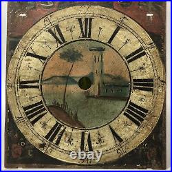Rare ancien CADRAN PEINT d'horloge/pendule Paysage marin 18e siècle ou antérieur