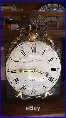 Rare horloge comtoise mensuelle, XVIIIème, BAILLY-COMTE, UHR, RELOJ, CLOCK