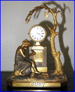 Rare horloge miniature XIX ie bronze antique clock