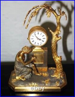 Rare horloge miniature XIX ie bronze antique clock