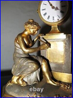 Rare horloge miniature XIX ie bronze antique clock