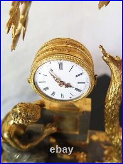 Rare horloge miniature XIX ie bronze antique clock