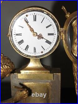 Rare horloge miniature XIX ie bronze antique clock