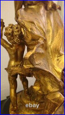 Roanne Magasin Jambert Pendule Horloge Sculpture Bronze Par Sculpteur Poitevin