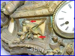 -SUPERBE PENDULE A POSER en BRONZE ALBATRE XIXe un CHEVALIER MOUVEMENT SIMON D