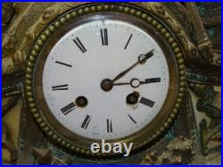 -SUPERBE PENDULE A POSER en BRONZE ALBATRE XIXe un CHEVALIER MOUVEMENT SIMON D