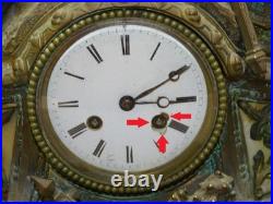 -SUPERBE PENDULE A POSER en BRONZE ALBATRE XIXe un CHEVALIER MOUVEMENT SIMON D