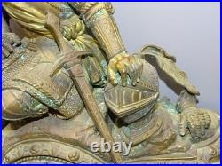 -SUPERBE PENDULE A POSER en BRONZE ALBATRE XIXe un CHEVALIER MOUVEMENT SIMON D