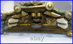 -SUPERBE PENDULE A POSER en BRONZE ALBATRE XIXe un CHEVALIER MOUVEMENT SIMON D