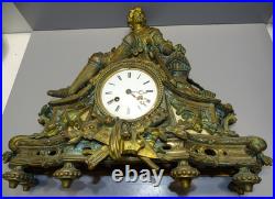 -SUPERBE PENDULE A POSER en BRONZE ALBATRE XIXe un CHEVALIER MOUVEMENT SIMON D