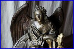 Sculpture en bronze ancienne ange horloge