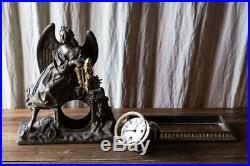 Sculpture en bronze ancienne ange horloge