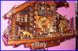 Splendide coucou chalet musical automate Cuckoo Clock August Schwer Kuckucksuhr
