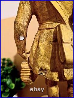 Statue en Régule Doré avec Horloge, Signée Camus Vintage Sans clé