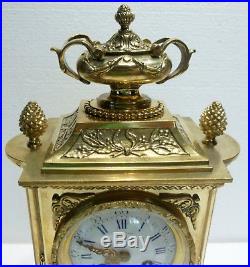 Superbe PENDULE Ancienne en Bronze XIXe horloge clock fonctionne