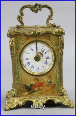Superbe PENDULE pendulette réveil décors sérigraphié romantique fin 19 eme Japy Superbe PENDULE pendulette réveil décors sérigraphié romantique fin 19 eme Japy