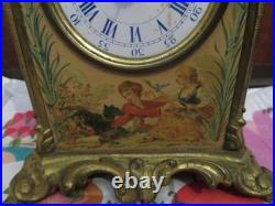 Superbe PENDULE pendulette réveil décors sérigraphié romantique fin 19 eme Japy Superbe PENDULE pendulette réveil décors sérigraphié romantique fin 19 eme Japy