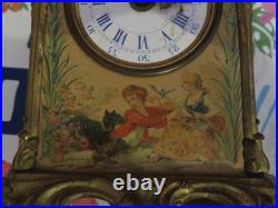 Superbe PENDULE pendulette réveil décors sérigraphié romantique fin 19 eme Japy Superbe PENDULE pendulette réveil décors sérigraphié romantique fin 19 eme Japy