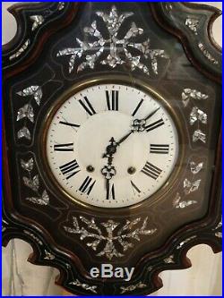 Superbe Pendule Horloge murale ancienne Oeil de Boeuf Napoléon III