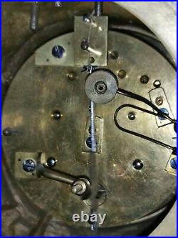 Superbe Pendule ancienne mécanisme Vincenti à fil, horloge en Bonze signée JP