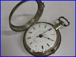 Superbe montre à coq à quantième Antique pocket watch Date Fusee Verge Silver