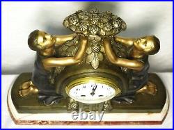 Superbe pendule garniture 3 pièces P. SEGA avec veilleuses Art Déco lamp clock