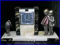 Superbe pendule / garniture CHIPARUS art déco statue set clock