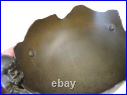 Superbe vide poche forme coquille d'ouf et 2 lutins en bronze qui la bascule