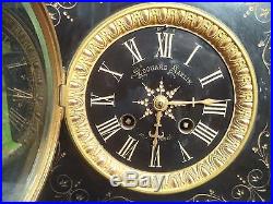 Tres Grande Ancienne Pendule Horloge Clock Marbre Regule Bronze Pendulum Pendolo