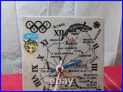 TRES RARE pendule marbre bleu de savoie olympique 1992 albertville JO VILLETTE