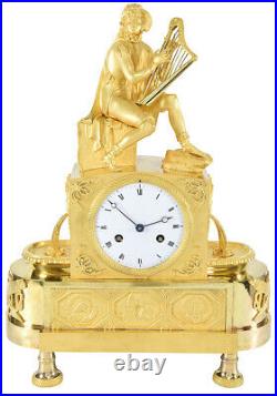 TROUBADOUR FONTAINE. Kaminuhr Empire clock bronze horloge antique pendule uhren