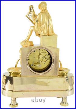 TROUBADOUR FONTAINE. Kaminuhr Empire clock bronze horloge antique pendule uhren