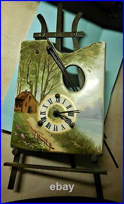 Tableau Horloge En Forme De Palette De Peintre Avec Horloge Sur Chevalet / Rare