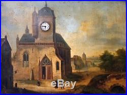 Tableau horloge huile/toile, XIXe, Giteau élève de Bréguet, oil painting clock