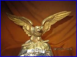 Tres Belle Pendule Ancienne Marbre Plusieurs Couleurs/aigle Bronze/marty/cadran